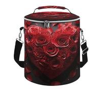 KHAUERBC Red Rose Love Heart Soft Cooler Bag Multi-Pocket, borsa da spiaggia isolata a prova di perdite, pieghevole, per spiaggia, viaggi, lavoro