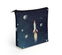 KHAUERBC Rocket in Space - Trousse per trucchi con cerniera, per adulti, piccola, leggera, per cosmetici da viaggio