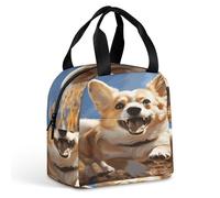 KHAUERBC Running Corgi - Borsa portapranzo per donne e uomini, a prova di perdite, resistente e riutilizzabile, per lavoro, viaggi, attività all'aperto
