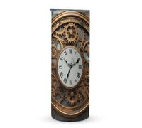 KHAUERBC Rusty Steampunk, tazza da viaggio con manico a forma di orologio, 590 ml, bicchiere da caffè da viaggio, in acciaio inox, isolamento sottovuoto, a doppio strato, adatto per portabicchieri