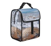 KHAUERBC Sea and Shells - Borsa per il pranzo, a doppio scomparto, a tenuta stagna, con maniglia, borsa termica per il pranzo per viaggi di lavoro