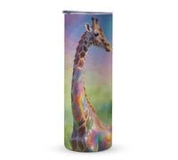 KHAUERBC Tazza da viaggio colorata con manico a giraffa, 590 ml, bicchiere da caffè da viaggio, in acciaio inox, isolamento sottovuoto, a doppio strato, adatto per portabicchieri