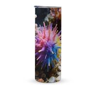 KHAUERBC Tazza da viaggio colorata con manico in riccio di mare, 590 ml, bicchiere da caffè da viaggio, in acciaio inox, isolamento sottovuoto, a doppio strato, adatto per portabicchieri del veicolo