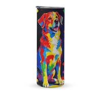 KHAUERBC Tazza da viaggio colorata con manico per cani, 590 ml, bicchiere da caffè da viaggio, in acciaio inox, isolamento sottovuoto, a doppio strato, adatto per portabicchieri del veicolo
