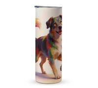 KHAUERBC Tazza da viaggio colorata con manico soffice, 590 ml, bicchiere da caffè da viaggio, in acciaio inox, isolamento sottovuoto, a doppio strato, adatto per portabicchieri del veicolo