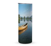 KHAUERBC Tazza da viaggio con manico canoa lago, 590 ml, bicchiere da caffè da viaggio, in acciaio inox, isolamento sottovuoto, a doppio strato, adatto per portabicchieri per veicoli