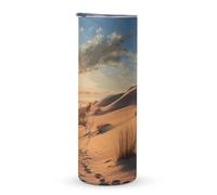 KHAUERBC Tazza da viaggio con manico di dune di sabbia, 590 ml, bicchiere da caffè da viaggio, in acciaio inox, isolamento sottovuoto, a doppio strato, adatto per portabicchieri per veicoli