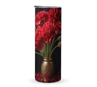 KHAUERBC Tazza da viaggio romantica con manico a garofano, 590 ml, bicchiere da caffè da viaggio, in acciaio inox, isolamento sottovuoto, a doppio strato, adatto per portabicchieri per veicoli