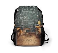 KHAUERBC Zaino con coulisse per matematica scolastica per adulti, borsa da palestra con scomparto per scarpe, zaino da trekking con tasche laterali in rete