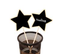 KHBUAB 20 Pezzi Mini Lavagnette a Forma di Stella a Cinque Punte in Legno Nero per Decorazione Piante e Matrimoni, Facili da Trasportare e Scrivere Piccoli Messaggi