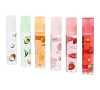 KHBUAB 6 Pezzi Set Lucidalabbra Trasparente Aromatizzato alla Frutta Idratante e Protettivo, Materiale Plastico Liquido, Portatile e Adorabile, Regalo per L'inverno
