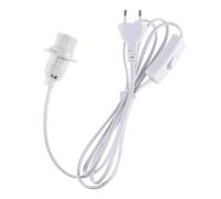 KHBUAB Cavo Elettrico Portalampada E14 e Interruttore On/off, Prolunga 1,8m in Pvc Bianco, Leggero e Facile da Installare per Decorazioni Esterne e Feste