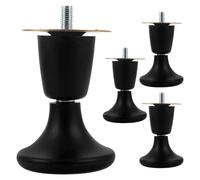 KHBUAB Gambe per Mobili Nere 4 Pezzi in Plastica e Metallo Resistenti, Gambe Rotonde di Ricambio per Letto e Divano, Supporto Robusto Adatto a Vari Stili di Arredamento