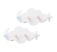 KHBUAB Ganci da Parete Adesivi 2 Pezzi Bianco a Forma di Stella, Mezzaluna e Nuvola in Plastica Riutilizzabili per Cucina e Decorazione Cameretta