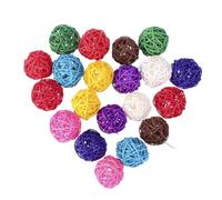 KHBUAB Palline Decorative Colore Casuale da 5cm in Rattan Colorate 20 Sfere Naturali in Vimini per Decorazioni Tavolo Matrimonio e Feste per Arredamento Casa e Giardino