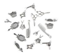 KHBUAB Pettine e Forbici in Lega Argento Vintage per Creazione di DIY, 2 Borse da 40 Specchio Accessori per Bracciali e Portachiavi