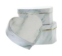 KHBUAB Scatole Motivo Marmo Bianco Placcata Rame Cuore 3 Resistenti per Composizioni Floreali e Confezioni Dolci, Perfette per Regali Romantici