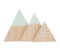 KHBUAB Set 3 Pezzi Decorazioni in Legno a Forma di Montagna Neve Triangolare Verde per Casa e Ufficio, Artigianato Creativo e Soprammobili Estetici per Scrivania