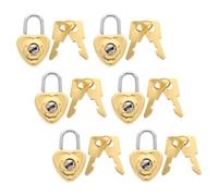 KHBUAB Set 6 Mini Lucchetti Cuore in Lega di Zinco e Ferro Colore Oro, Lucchetti Adorabili a Forma di Cuore per Diario e Valigia Chiave Simbolo D'amore