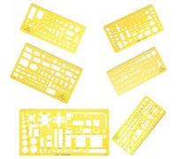 KHBUAB Set 6 Righelli da Disegno in Plastico Arancia per Designers e Studenti, Modelli Geometrici Diversi, Portatile per Disegno Artistico e Misurazione Precisa