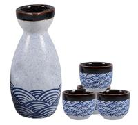 KHBUAB Set da Sakè Giapponese in Ceramica 1 Brocca 4 Tazze 180ml+35ml, Bicchieri per Sakè Tradizionale, Servizio per Casa, Bar e Ristorante