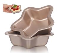 KHBUAB Stampi per Torta Colore Oro Set 2 a Forma di Stella in al Carbonio Non Stick Riutilizzabili per Casa e Professionale
