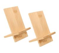 KHBUAB Supporto in Bambù per Smartphone e Tablet, Doppio Set Foro di Ricarica, Adatto per Casa, Ufficio e Utilizzo Quotidiano, Struttura Solida e Compatta