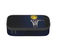 KHDKLXOHZ Astuccio con luna e pallacanestro, grande capacità, astuccio per cancelleria, astuccio per cancelleria da ufficio, organizer multifunzionale con scomparto per matite per ragazze e ragazzi