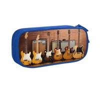 KHDKLXOHZ Cute Guitar Collection - Astuccio di grande capacità, per penne, cancelleria, penne, matite con scomparti con cerniera, per scuola, studenti, ragazze, ragazzi, donne, uomini, Blu, 3 D, Zaino