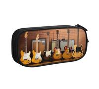 KHDKLXOHZ Cute Guitar Collection - Astuccio di grande capacità, per penne, cancelleria, penne, matite con scomparti con cerniera, per scuola, studenti, ragazze, ragazzi, donne, uomini, Nero , 3 D