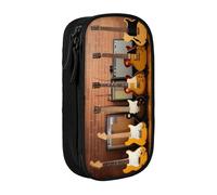 KHDKLXOHZ Cute Guitar Collection - Astuccio di grande capacità, per penne, cancelleria, penne, matite con scomparti con cerniera, per scuola, studenti, ragazze, ragazzi, donne, uomini, Nero , 3 D