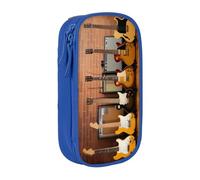 KHDKLXOHZ Cute Guitar Collection - Astuccio di grande capacità, per penne, cancelleria, penne, matite con scomparti con cerniera, per scuola, studenti, ragazze, ragazzi, donne, uomini, Blu, 3 D, Zaino