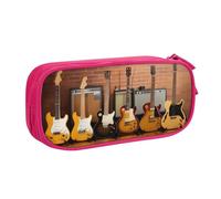 KHDKLXOHZ Cute Guitar Collection - Astuccio di grande capacità, per penne, cancelleria, penne, matite con scomparti con cerniera, per scuola, studenti, ragazze, ragazzi, donne, uomini, rosa, 3 D