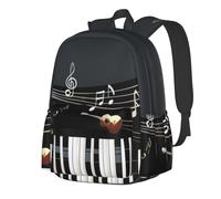 KHDKLXOHZ Elegante borsa da scuola con motivo chitarra e pianoforte, zaino per la scuola per ragazze e ragazzi, leggero e resistente all'acqua, borsa per libri per la scuola, per studenti adolescenti