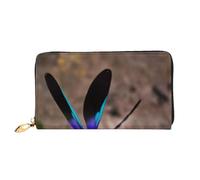 KHDKLXOHZ Elegante borsa lunga da donna in pelle | Libellula nera | Portafoglio in pelle PU con cerniera pochette borsa porta carte di credito portafoglio portamonete organizer pochette, 3D, Taglia