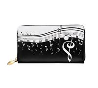 KHDKLXOHZ Elegante borsa lunga da donna in pelle | nota musicale bianca nera | portafoglio in pelle PU con cerniera pochette borsa porta carte di credito portafoglio portamonete organizer pochette,