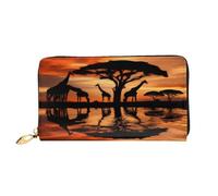 KHDKLXOHZ Elegante borsa lunga in pelle da donna | giraffa sotto l'albero in Africa | portafoglio in pelle PU con cerniera pochette porta carte di credito portafoglio portamonete organizer pochette,
