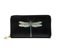 KHDKLXOHZ Elegante borsa lunga in pelle da donna | Libellula nera | portafoglio in pelle PU con cerniera pochette porta carte di credito portafoglio portamonete organizer pochette, 3D, Taglia unica,