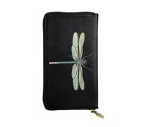 KHDKLXOHZ Elegante portafoglio da donna in pelle lunga nera con libellula - Portafoglio in pelle PU di grande capacità, custodia per telefono con porta carte e portafoglio per carte di credito,