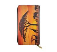KHDKLXOHZ Elegante portafoglio lungo in pelle con animali africani al tramonto, da donna, grande capacità, custodia per carte di credito, pochette elegante per donne e uomini, 3D, Taglia unica,