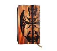 KHDKLXOHZ Elegante portafoglio lungo in pelle con giraffa sotto l'albero in Africa, da donna, grande capacità, porta carte di credito, pochette elegante per donne e uomini, 3D, Taglia unica, Classico