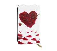 KHDKLXOHZ Elegante portafoglio lungo in pelle con petali floreali a forma di cuore da donna, grande capacità, porta carte di credito, pochette elegante per donne e uomini, 3D, Taglia unica, Classico