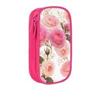 KHDKLXOHZ Grazioso astuccio con fiori e rose, grande capacità, astuccio per cancelleria, astuccio con scomparti con cerniera, per studenti scolastici, ragazze, ragazzi, donne, uomini, rosa, 3 D, Zaino