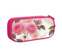 KHDKLXOHZ Grazioso astuccio con fiori e rose, grande capacità, astuccio per cancelleria, astuccio con scomparti con cerniera, per studenti scolastici, ragazze, ragazzi, donne, uomini, rosa, 3 D, Zaino
