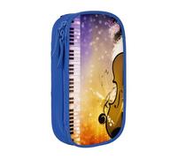 KHDKLXOHZ Grazioso astuccio con note musicali di pianoforte e violino, grande capacità, astuccio per cancelleria, astuccio con scomparti con cerniera, per studenti di scuola, ragazze, ragazzi, donne