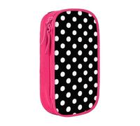 KHDKLXOHZ Simpatico astuccio a pois bianchi e neri di grande capacità, astuccio per cancelleria, astuccio con scomparti con cerniera, per studenti scolastici, ragazze, ragazzi, donne, uomini, rosa, 3
