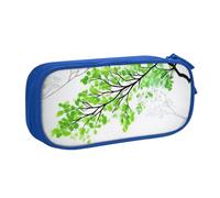 KHDKLXOHZ Simpatico astuccio con foglie verdi e bianche, grande capacità, astuccio per cancelleria, astuccio per cancelleria, portapenne con scomparti con cerniera, per studenti scolastici, ragazze