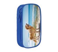 KHDKLXOHZ Simpatico astuccio con Golden Retriever di grande capacità, astuccio per cancelleria, astuccio con scomparti con cerniera, per studenti scolastici, ragazze, ragazzi, donne, uomini, Blu, 3 D