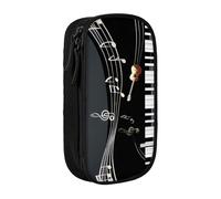 KHDKLXOHZ Simpatico astuccio con motivo chitarra e pianoforte, grande capacità, astuccio per cancelleria, astuccio con scomparti con cerniera, per studenti scolastici, ragazze, ragazzi, donne, uomini