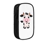 KHDKLXOHZ Simpatico astuccio con mucca da latte in stile cartone animato, grande capacità, astuccio per cancelleria, astuccio con scomparti con cerniera, per studenti scolastici, ragazze, ragazzi
